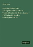 Die Neugestaltung der Aktiengesellschaft nach den Vorschriften des mit dem 1. Januar 1900 in Kraft tretenden Handelsgesetzbuchs