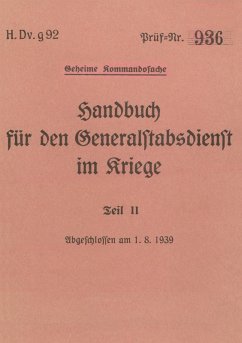 Cover H.Dv.g. 92 Handbuch für den Generalstabsdienst im Kriege - Teil II - geheim