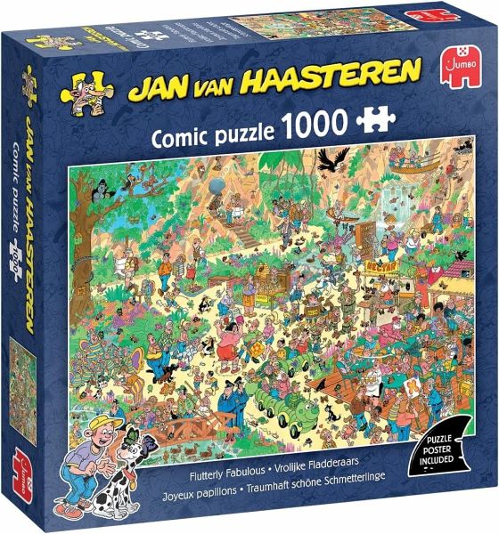 Jumbo 1110100535 - Jan van Haasteren, Traumhaft schöne Schmetterlinge, Comic-Puzzle, 1000 Teile