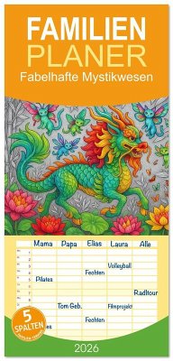 Cover Familienplaner 2026 - Fabelhafte Mystikwesen mit 5 Spalten (Wandkalender, 21 x 45 cm) CALVENDO