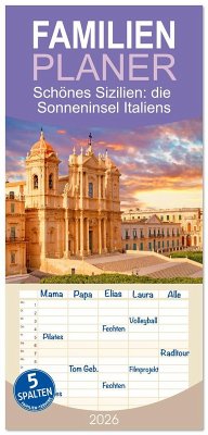 Cover Familienplaner 2026 - Schönes Sizilien: die Sonneninsel Italiens mit 5 Spalten (Wandkalender, 21 x 45 cm) CALVENDO