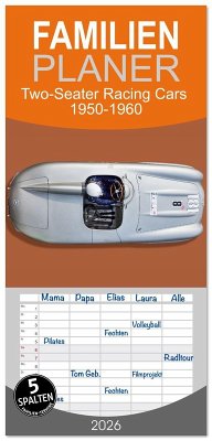 Familienplaner 2026 - Two-Seater Racing Cars 1950-1960 mit 5 Spalten (Wandkalender, 21 x 45 cm) CALVENDO