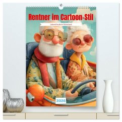Rentner im Cartoon-Stil - Lebensfreude im Ruhestand (hochwertiger Premium Wandkalender 2026 DIN A2 hoch), Kunstdruck in Hochglanz