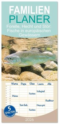 Cover Familienplaner 2026 - Forelle, Hecht und Stör: Fische in europäischen Gewässern mit 5 Spalten (Wandkalender, 21 x 45 cm) CALVENDO