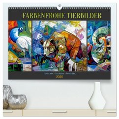 Cover Farbenfrohe Tierbilder (hochwertiger Premium Wandkalender 2026 DIN A2 quer), Kunstdruck in Hochglanz