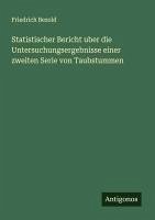 Cover Statistischer Bericht uber die Untersuchungsergebnisse einer zweiten Serie von Taubstummen