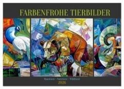 Cover Farbenfrohe Tierbilder (Wandkalender 2026 DIN A2 quer), CALVENDO Monatskalender