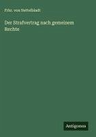 Cover Der Strafvertrag nach gemeinem Rechte