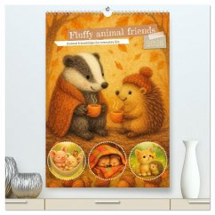Cover Fluffy animal friends - Animal friendships for everyday life (High Quality Premium Wall Calendar 2026 DIN A2 portrait),CALVENDO 12 Month Wall Calendar
