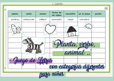 "Planta, verbo, animal ..." - Juego de Letras con categorías diferentes para niños "Planta, verbo, animal ..." - Juego de Letras con categorías diferentes para niños