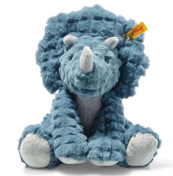 Steiff 087806 - Dixi Triceratops, sitzend, petrol/grau, Dino, Plüsch, 28 cm