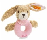 Steiff 237591 - Hoppel Hase Greifring mit Rassel, rosa, Plüsch, 12 cm