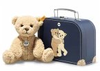 Steiff 114021 - Ben Teddybär mit Koffer, Plüsch-Bär hellbraun, 25 cm