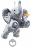 Steiff 242731 - My first Steiff Ellie Elefant Spieluhr (Melodie: Schlafe mein Prinzchen), hellgrau, Plüsch, 25 cm