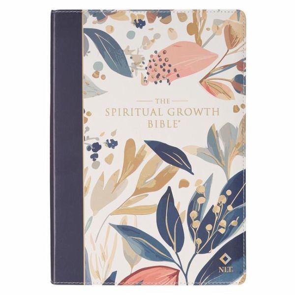 Nlt, the Spiritual Growth Bible Faux Leather, Navy with Leaves Nlt, the Spiritual Growth Bible Faux Leather, Navy with Leaves