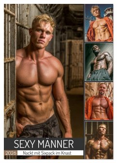 Cover SEXY MÄNNER - Nackt mit Sixpack im Knast (Tischkalender 2026 DIN A5 hoch), CALVENDO Monatskalender