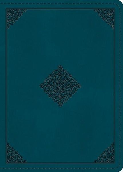 ESV Large Print Personal Size Bible, Red Letter (Trutone, Deep Teal, Ornament Design)