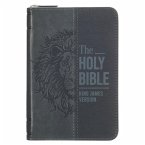 KJV Bible Pocket W/Zip Faux Leather, Black/Gray