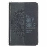 KJV Bible Pocket W/Zip Faux Leather, Black/Gray
