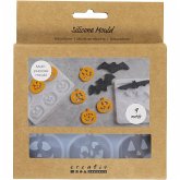 Creativ Company Silikonform, Fledermäuse und Kürbisse, H 0,3+0,5 cm, B 3+8 cm, Matt transparent