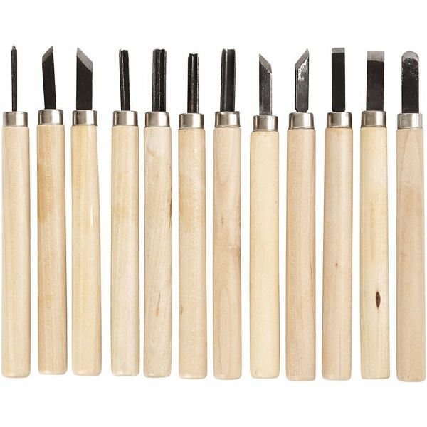 Creativ Company Schnitzwerkzeuge mit Holzgriff, 12er Set Creativ Company Schnitzwerkzeuge mit Holzgriff, 12er Set