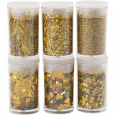 Creativ Company Biologisch abbaubarer Sparkles & Pailletten, Gold, 6x7 ml Creativ Company Biologisch abbaubarer Sparkles & Pailletten, Gold, 6x7 ml
