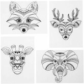 Creativ Company Plastikschrumpfplatten mit Motiven, Wilde Tiere, Blatt 10,5x14,5 cm, Dicke 0,3 mm, Matt transparent, 4 Blatt