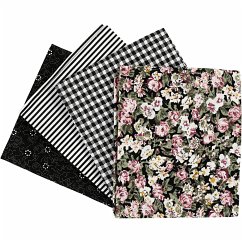 Cover Creativ Company Patchwork-Stoff, Größe 45x55 cm, 100 g, Schwarz , 4 Stk/ 1 Bündl.