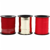 Creativ Company Kräuselband, B 10 mm, Gold, Rot, Rot mit Glitter, 3x15 m