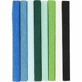Creativ Company Krepppapier, Blatt 25x60 cm, Kreppanteil: 180%, 105 g, Harmonie in Blau-Grün, 8 Blatt