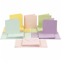 Cover Creativ Company Karten & Kuverts, Kartengröße 15x15 cm, Umschlaggröße 16x16 cm, 110+220 g, Pastellfarben, 50er Set