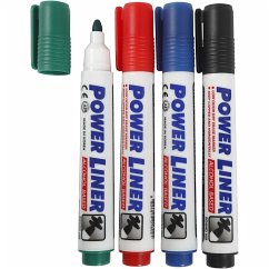 Creativ Company Whiteboard Marker, Strichstärke 4 mm, Schwarz, Blau, Grün, Rot, 4er Set