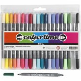 Creativ Company Colortime Dual-Filzstifte, Strichstärke , 2,3+3,6 mm, Zusätzliche Farben, 20 Stk