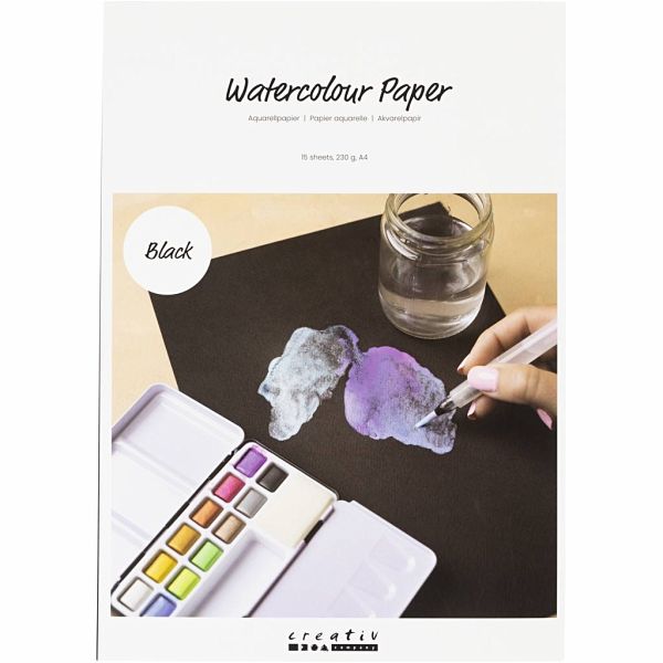 Creativ Company Aquarellpapier, A4, Blatt 210x297 mm, 230 g, Schwarz, 15 Blatt Creativ Company Aquarellpapier, A4, Blatt 210x297 mm, 230 g, Schwarz, 15 Blatt