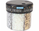 Stylex Glitter-Streudeko, Herzen und Sterne in Streudose, zum Basteln und Verzieren Stylex Glitter-Streudeko, Herzen und Sterne in Streudose, zum Basteln und Verzieren