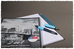 Cover Stylex Collegeblock Duo, DIN A4, 30 Blatt liniert, 50 Blatt kariert