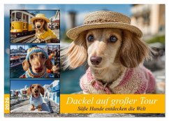 Cover Dackel auf großer Tour - Süße Hunde entdecken die Welt (Tischkalender 2026 DIN A5 quer), CALVENDO Monatskalender