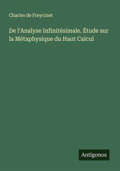 Cover De l'Analyse Infinitésimale. Étude sur la Métaphysique du Haut Calcul