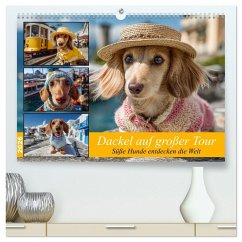 Cover Dackel auf großer Tour - Süße Hunde entdecken die Welt (hochwertiger Premium Wandkalender 2026 DIN A2 quer), Kunstdruck in Hochglanz