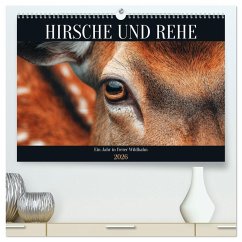 Cover HIRSCHE UND REHE - Ein Jahr in freier Wildbahn (hochwertiger Premium Wandkalender 2026 DIN A2 quer), Kunstdruck in Hochglanz