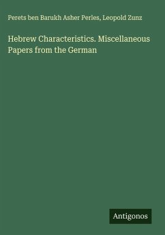Cover Hebrew Characteristics. Miscellaneous Papers from the German