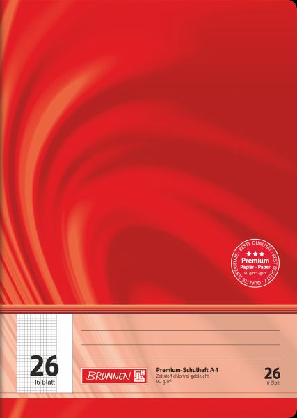 Brunnen Schulheft Premium Vivendi A4, Lineatur 26, 16 Blatt, rot