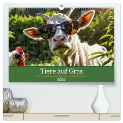 Tiere auf Gras - Der verrückte Cannabis-Kalender voller bekiffter Tiere (hochwertiger Premium Wandkalender 2026 DIN A2 quer), Kunstdruck in Hochglanz