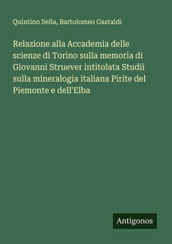 Relazione alla Accademia delle scienze di Torino sulla memoria di Giovanni Struever intitolata Studii sulla mineralogia italiana Pirite del Piemonte e dell'Elba Cover Relazione alla Accademia delle scienze di Torino sulla memoria di Giovanni Struever intitolata Studii sulla mineralogia italiana Pirite del Piemonte e dell'Elba