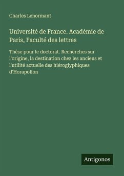 Cover Université de France. Académie de Paris, Faculté des lettres