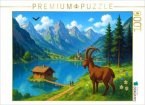 CALVENDO Puzzle Die Hütte auf dem See - Anime Alpen   1000 Teile Lege-Größe 64x48cm Foto-Puzzle für glückliche Stunden