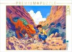 CALVENDO Puzzle Abenteuer mit Dinosauriern - Dino-Freunde   1000 Teile Lege-Größe 64x48cm Foto-Puzzle für glückliche Stu