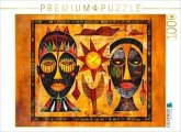 CALVENDO Puzzle Abstrakte Masken und afrikanische Gesichter   1000 Teile Lege-Größe 64x48cm Foto-Puzzle für glückliche S