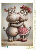 CALVENDO Puzzle Nilpferd - Liebe   1000 Teile Lege-Größe 64x48cm Foto-Puzzle für glückliche Stunden