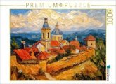 CALVENDO Puzzle Dorf an einer Wallfahrtskirche   1000 Teile Lege-Größe 64x48cm Foto-Puzzle für glückliche Stunden